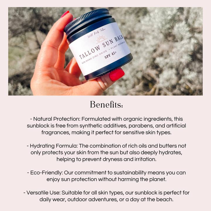 Tallow Sun Balm | Full Body Protection| Non-Nano Zinc Oxide | Pure and Natural - Serene Beauty