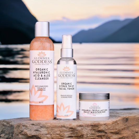 Organic 3 Step Anti-Aging Skin Care Kit - Cleanse, Tone, Hydrate - Serene Beauty